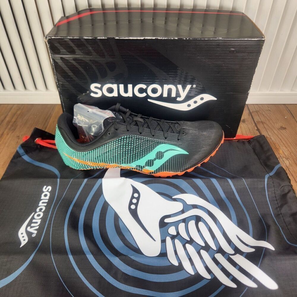 Saucony Spitfire 5 S19055-26 Womens Sz 10 Black Mint Sprinter Track Metal Cleats